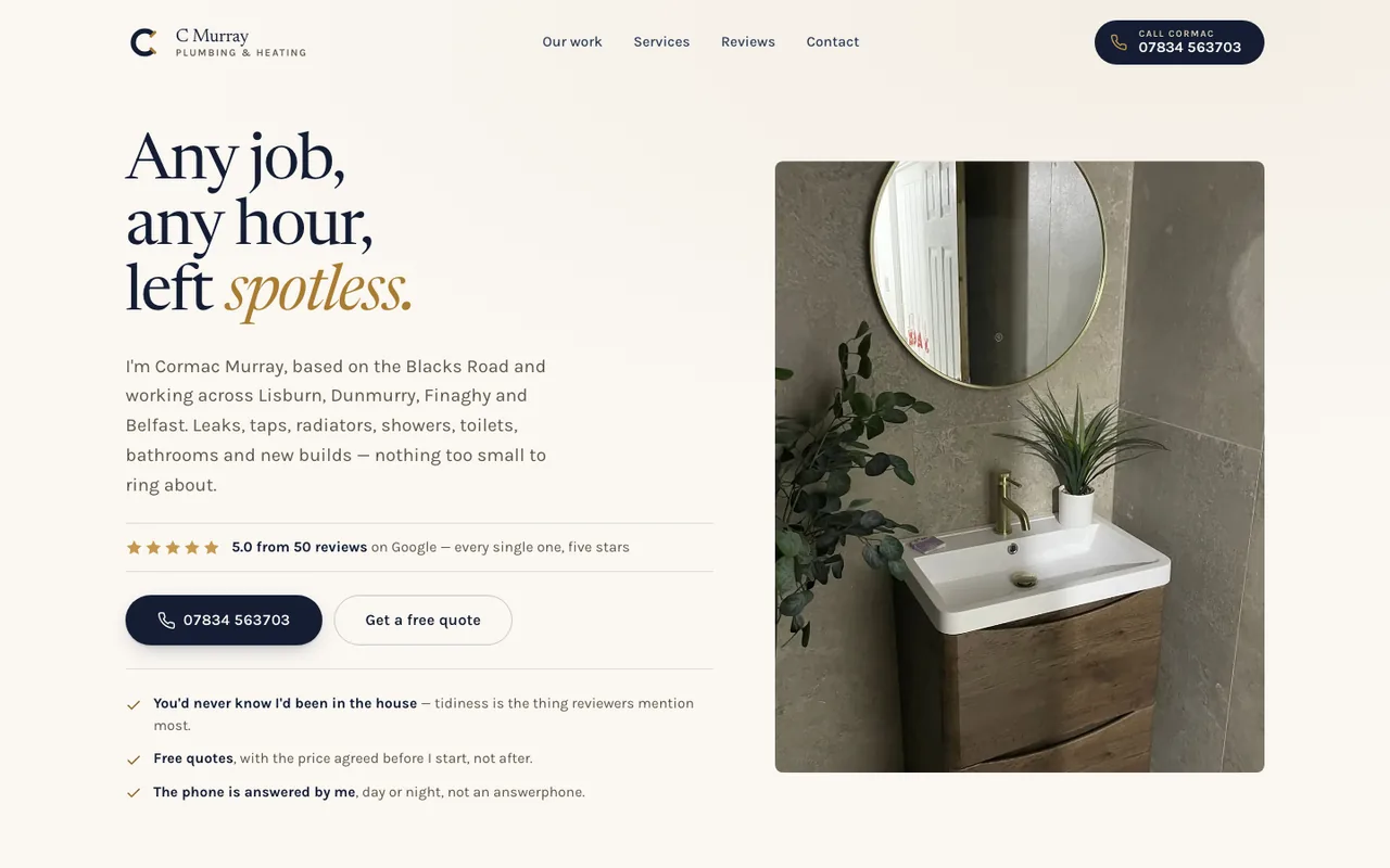 C Murray Plumbing website